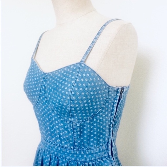 Mossimo Chambray Denim Polka Dot Mini Dress Sz Med - Picture 6 of 11